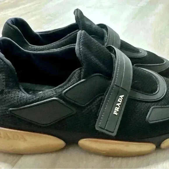 Prada Black Mesh Gold Sole Chunky Sneakers Trainers Shoes 7-37.5 - Picture 2 of 11